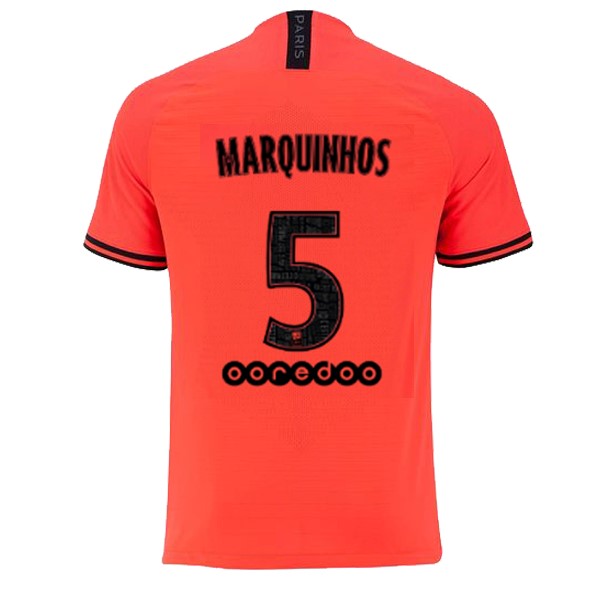 JORDAN Camiseta Paris Saint Germain NO.5 Marquinhos Replica Segunda Ropa 2019/20 Naranja